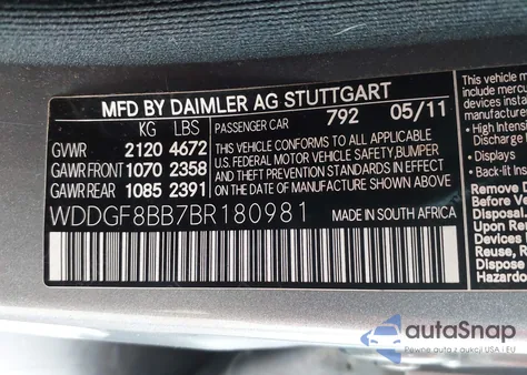 2011 Mercedes-Benz C 300 Luxury 4Matic/Sport 4Matic из США, поврежденный, VIN WDDGF8BB7BR180981